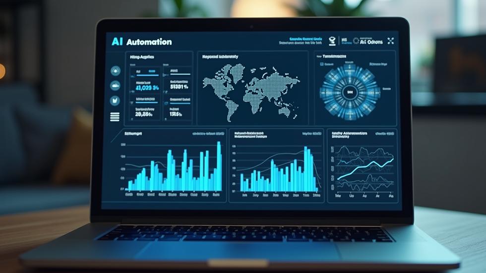 Laptop displaying an AI automation dashboard
