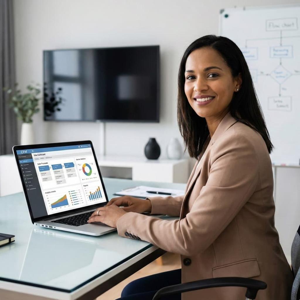 Team member reviewing a CRM automation dashboard